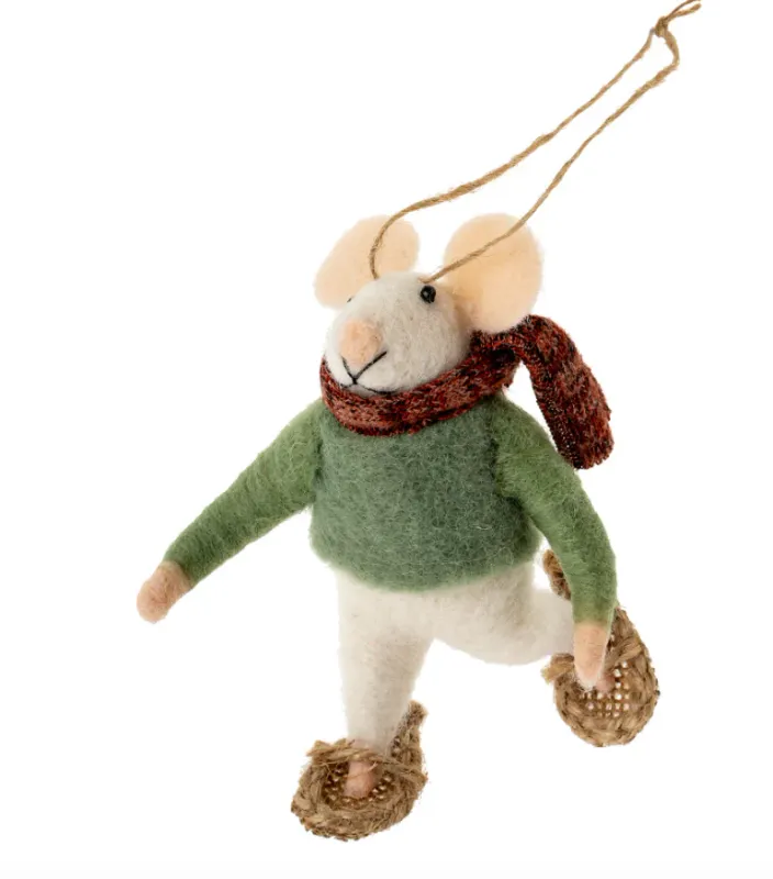 Felt Mouse Snowshoe Sam Mouse Ornament