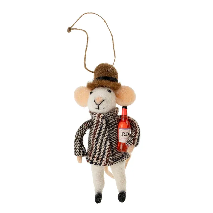 Felt Mouse Winston Wine Mouse Ornament