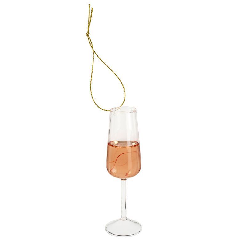 Sparkling Glass Of Rose Ornament