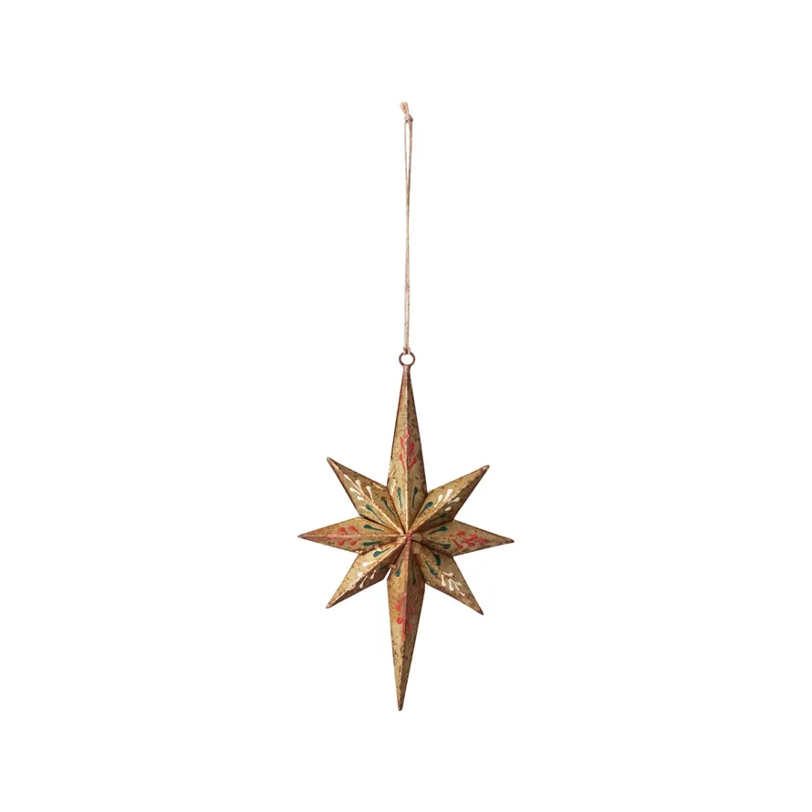 Hand Painted Vintage Metal Star Ornament