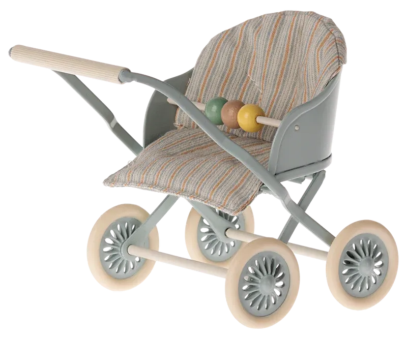 Maileg Mouse Baby Stroller Blue