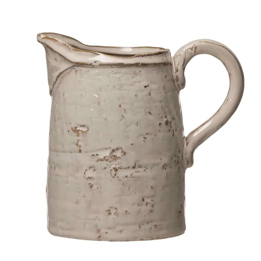 Stoneware Pitcher White 6 Inch