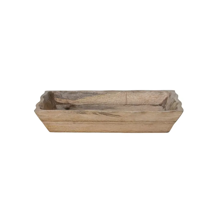 Hand Carved Mango Wood Tray 15-1/2x9-1/2
