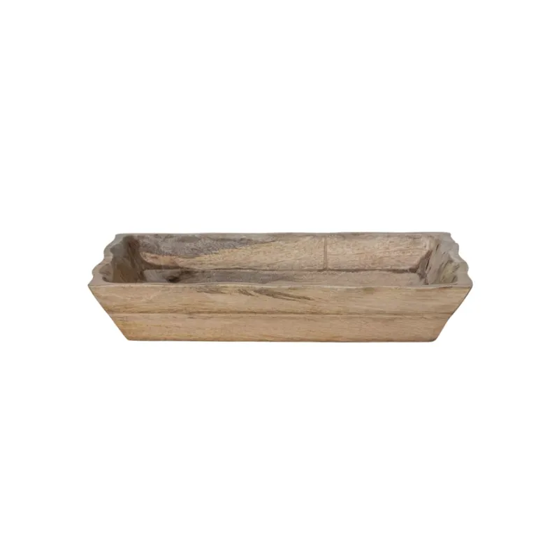 Hand Carved Mango Wood Tray 15-1/2x9-1/2