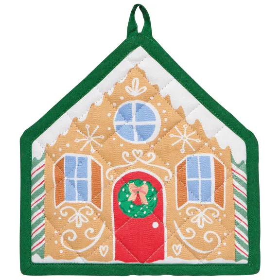 Potholder Shaped Gingerbread House In Cookie Exchange