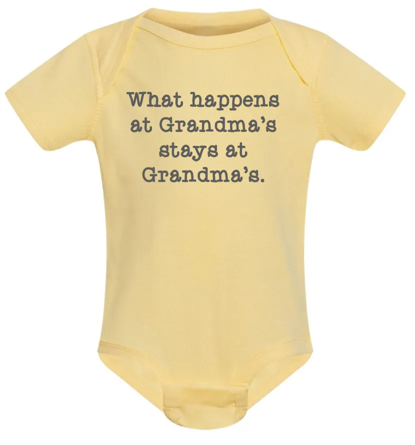 What Happens At Grandma&#39;s Yellow Baby Onesie 12 Months