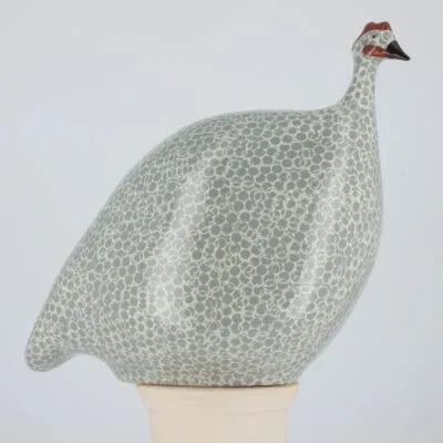 Handcrafted Guinea Fowl Polar Blue Spotted White Sm
