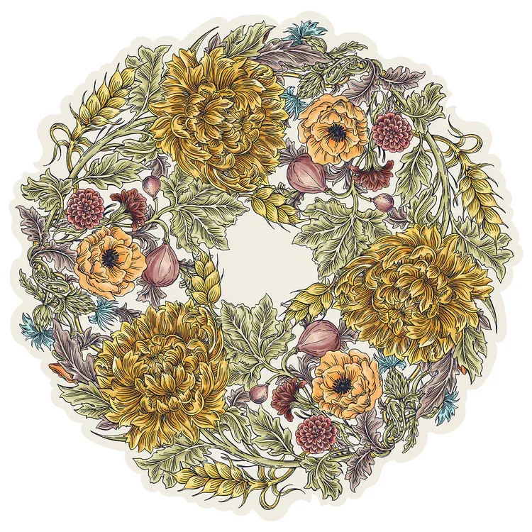 Placemat Autumn Acanthus Wreaths Pack Of 12 Sheets