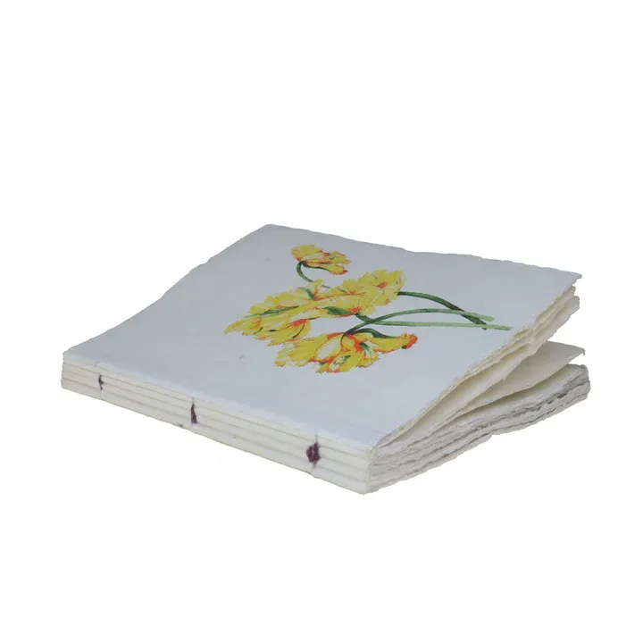 Handmade Parchment Paper Notebook Yellow Iris 10x15cm