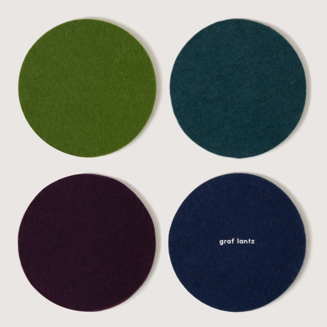 Wool Felt Coaster Round Pack 4 Jewel