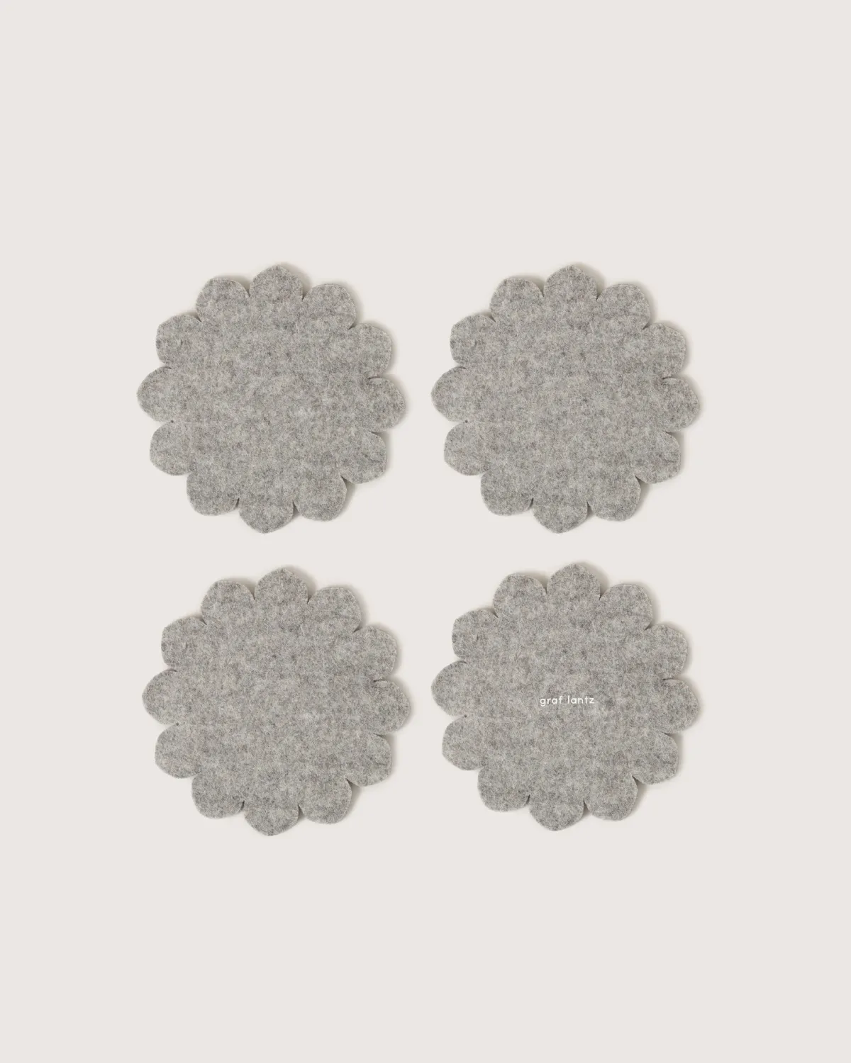 Wool Felt Coaster Scalloped Edges 4 Pack Granite