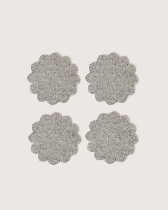 Wool Felt Coaster Scalloped Edges 4 Pack Granite