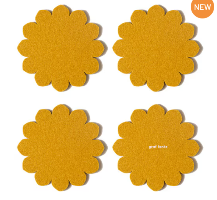 Wool Felt Coaster Scalloped Edges 4 Pack Tumeric