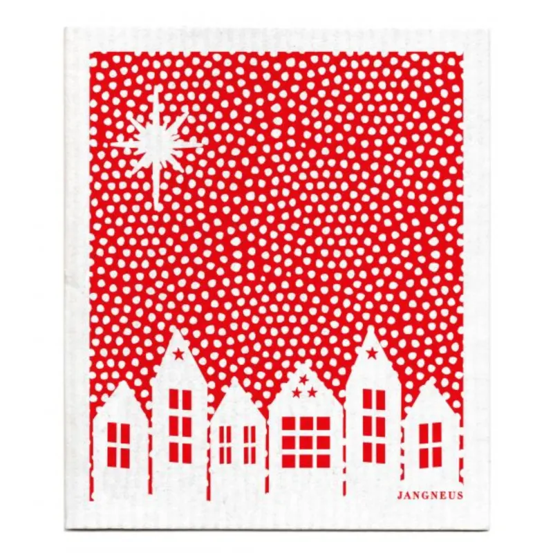 Swedish Cloth Snow Village Red