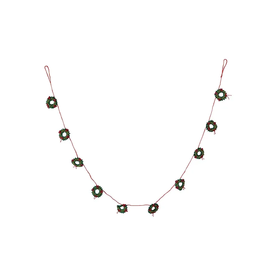 Wool Felt Holiday Wreaths Garland 72&quot;