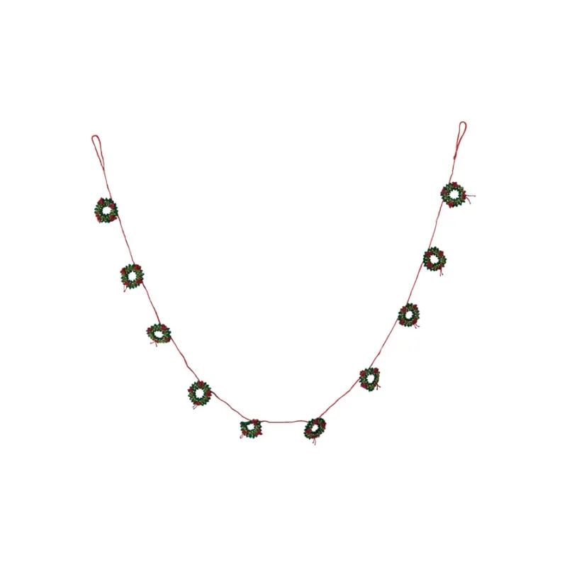 Wool Felt Holiday Wreaths Garland 72&quot;