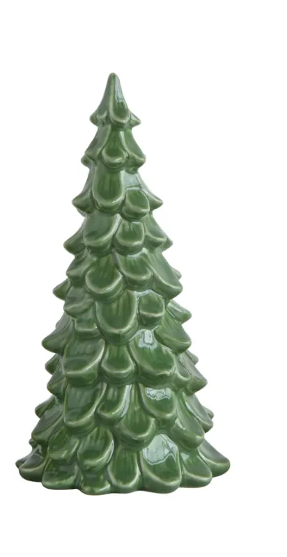 Stoneware Tree 4&quot;R x 8&quot;H  Dark Green