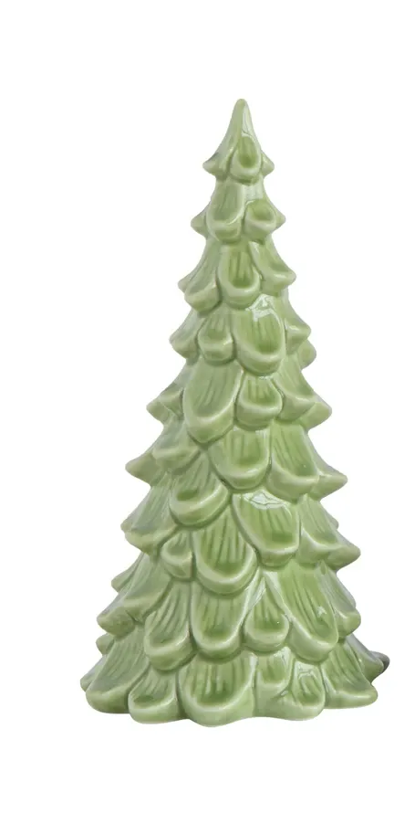 Stoneware Tree 4&quot;R x 8&quot;H  Light Green