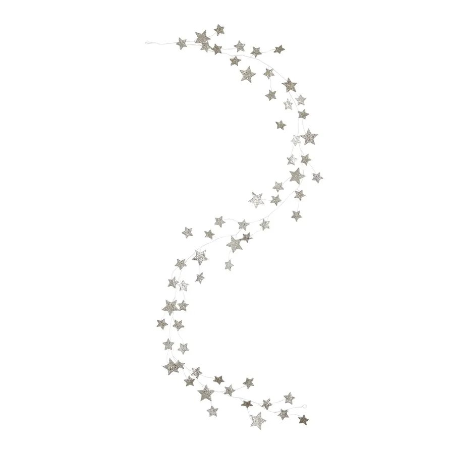 Silver Glitter Star Garland 72&quot;