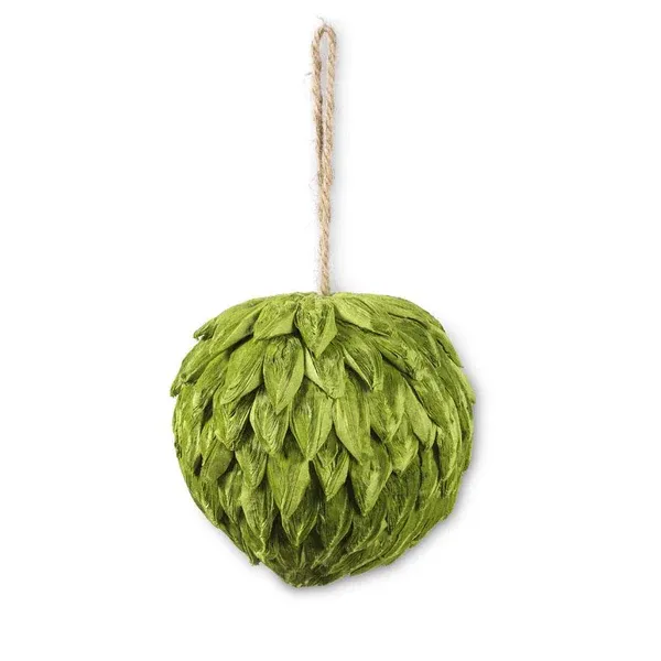 Green Petal Leaf Ball Ornament 4&quot; Final Sale
