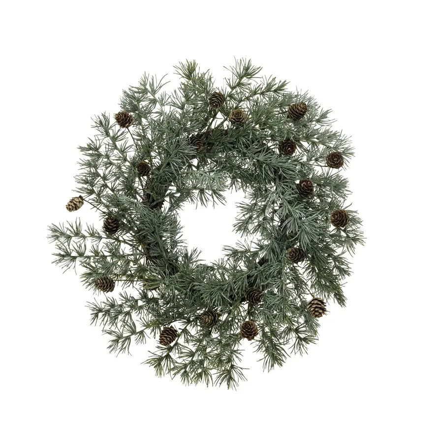 Powdered Cedar Wreath With Pinecones 20&quot;