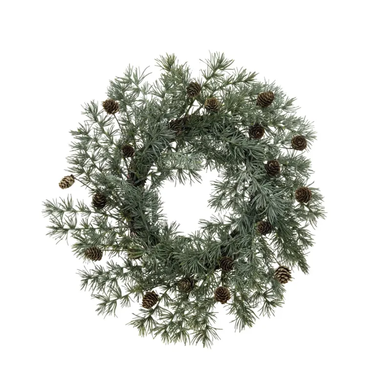 Powdered Cedar Wreath With Pinecones 20&quot;