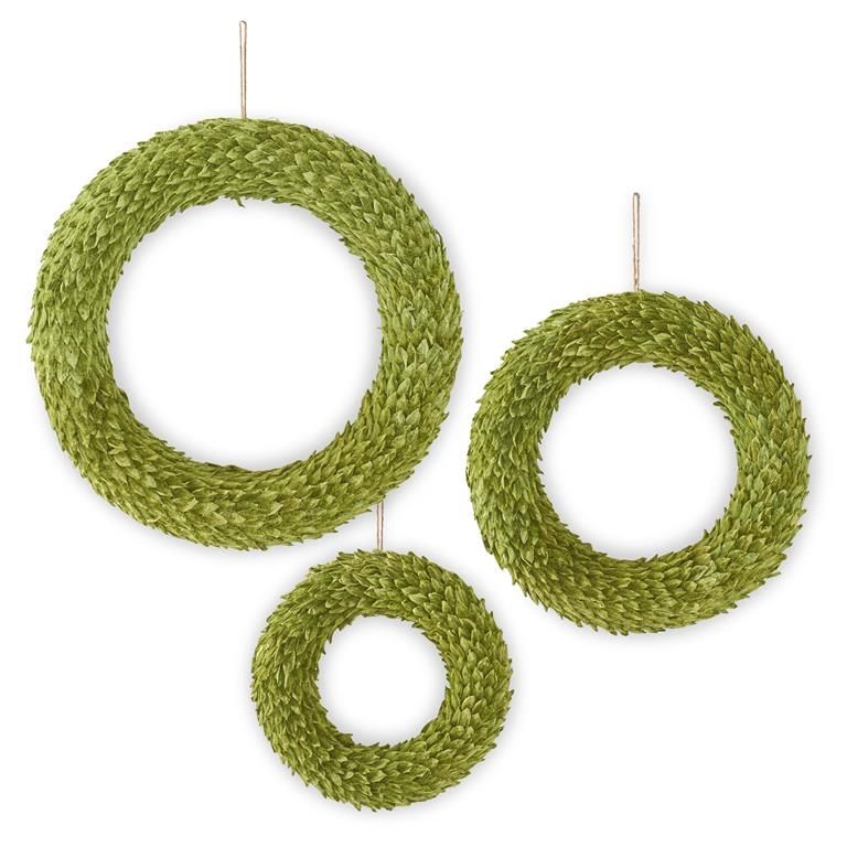 Green Petal Leaf Wreath With Jute Rope Hanger 20&quot;