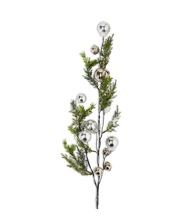 Snowy Pine Branch With Silver Bells 35&quot; Final Sale