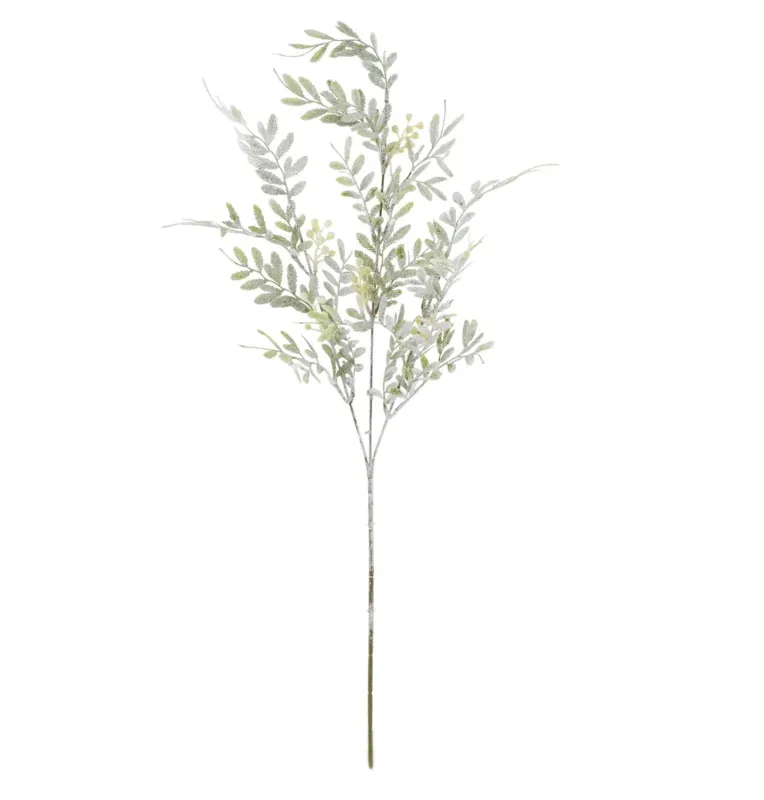 Snowy Feather Leaf And Berry Stem 31&quot;