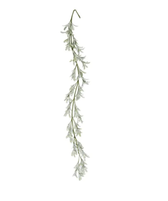 Glittered Mistletoe Garland With White Berries 60&quot; Final Sale