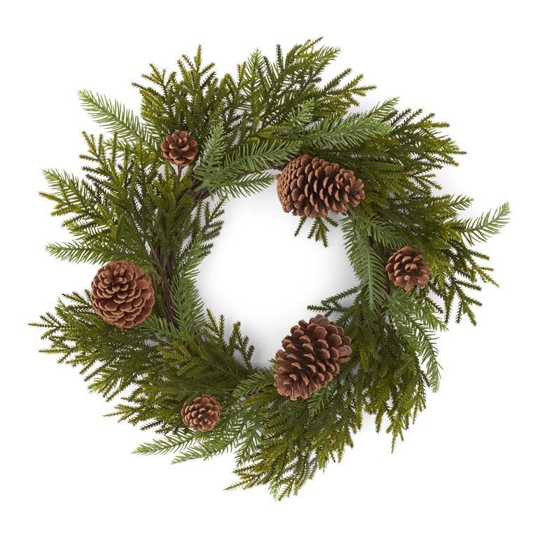 Mixed Pine Wreath With Large &amp; Small Pinecones 24&quot;