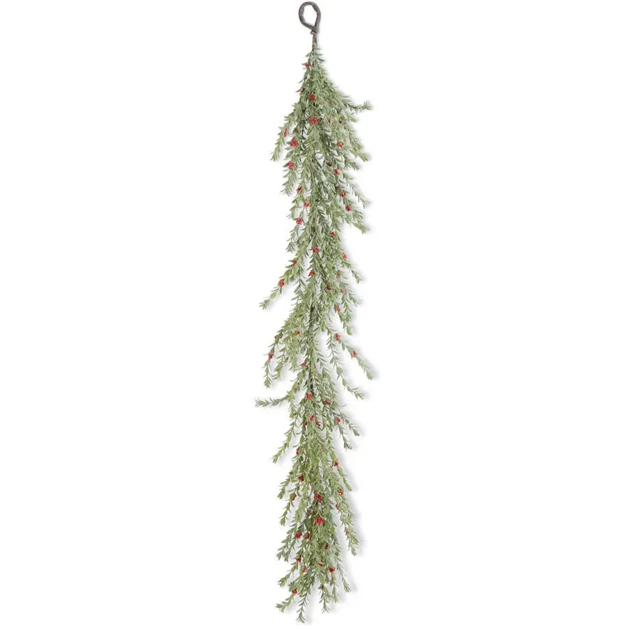 Real Touch Myrtle Garland With Red Berries 60&quot; Final Sale