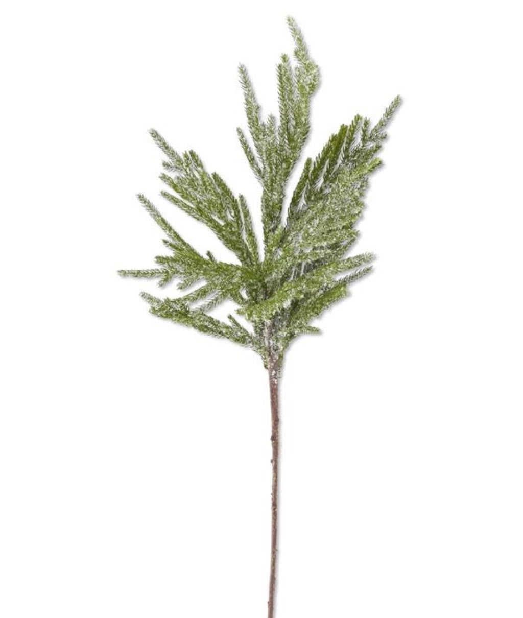 Glittered Icy Fir Pine Branch 33"