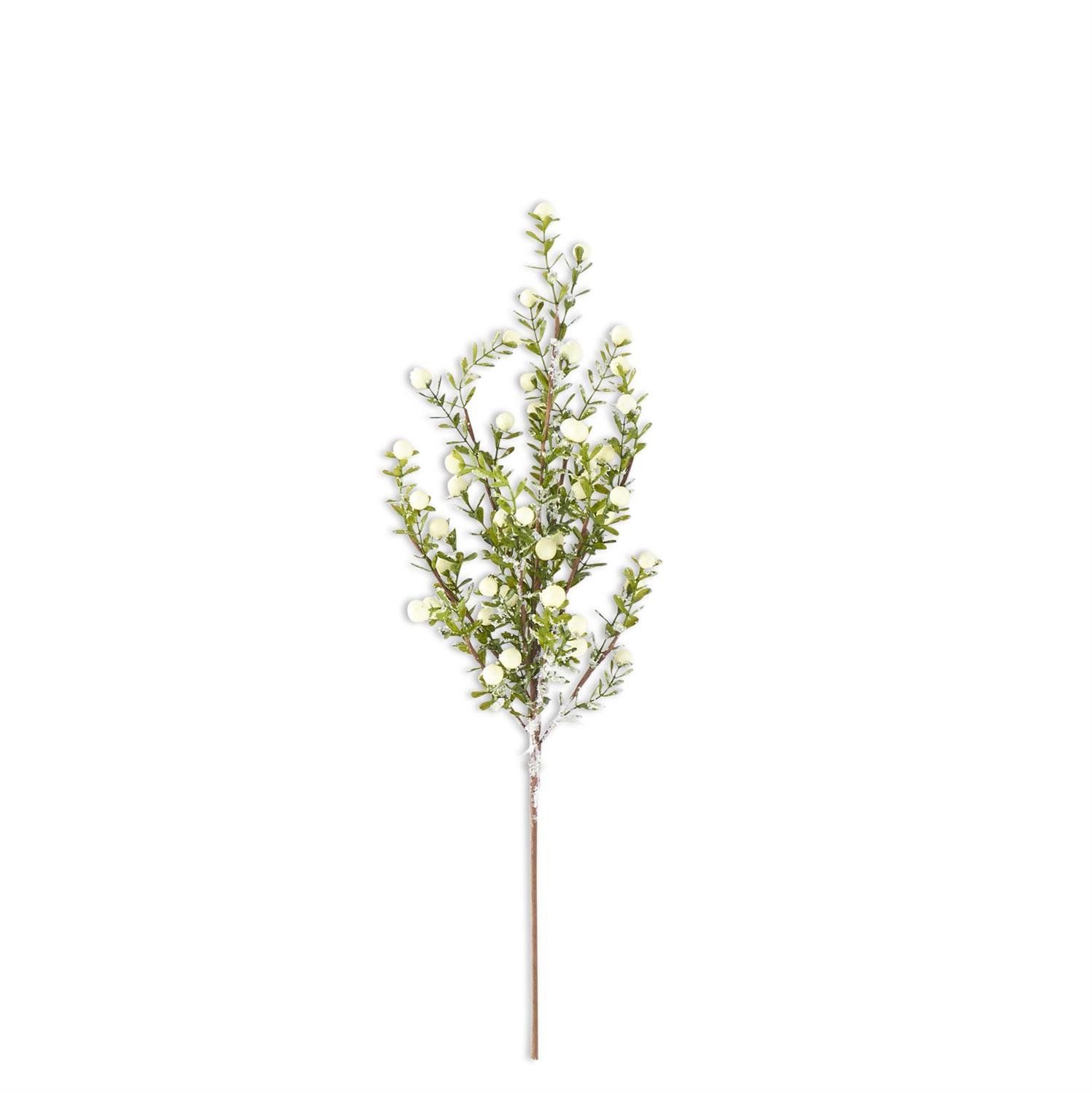 Glittered Snowy White Berry Leaf Stem 30&quot; Final Sale