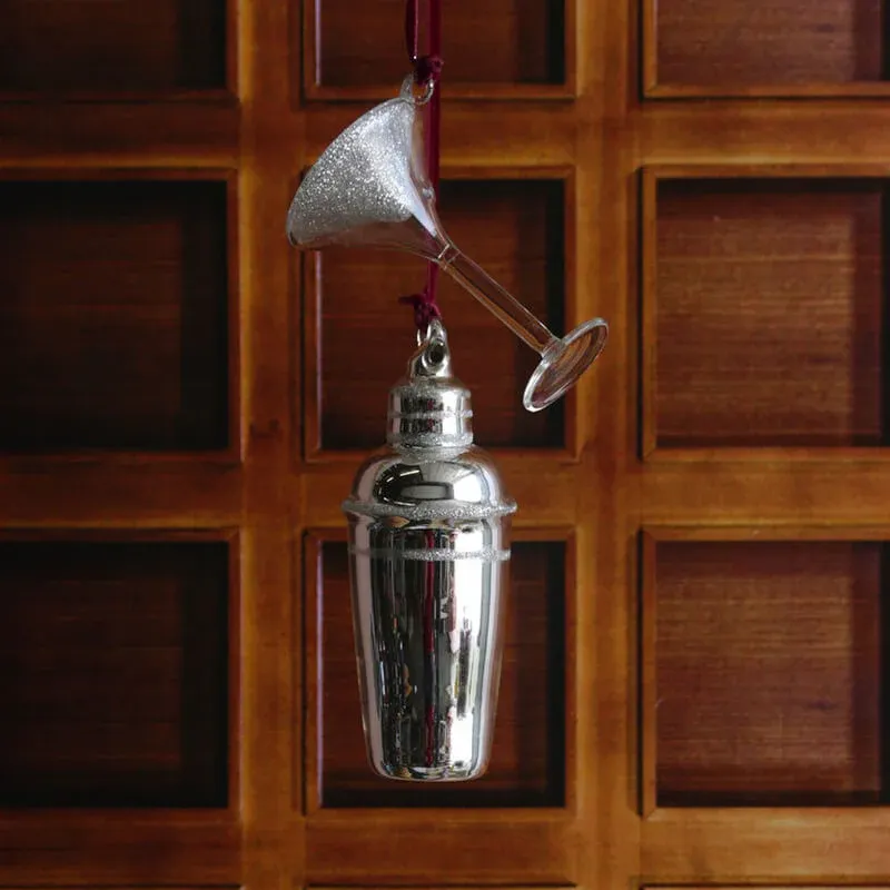 Silver Martini And Shaker Ornament