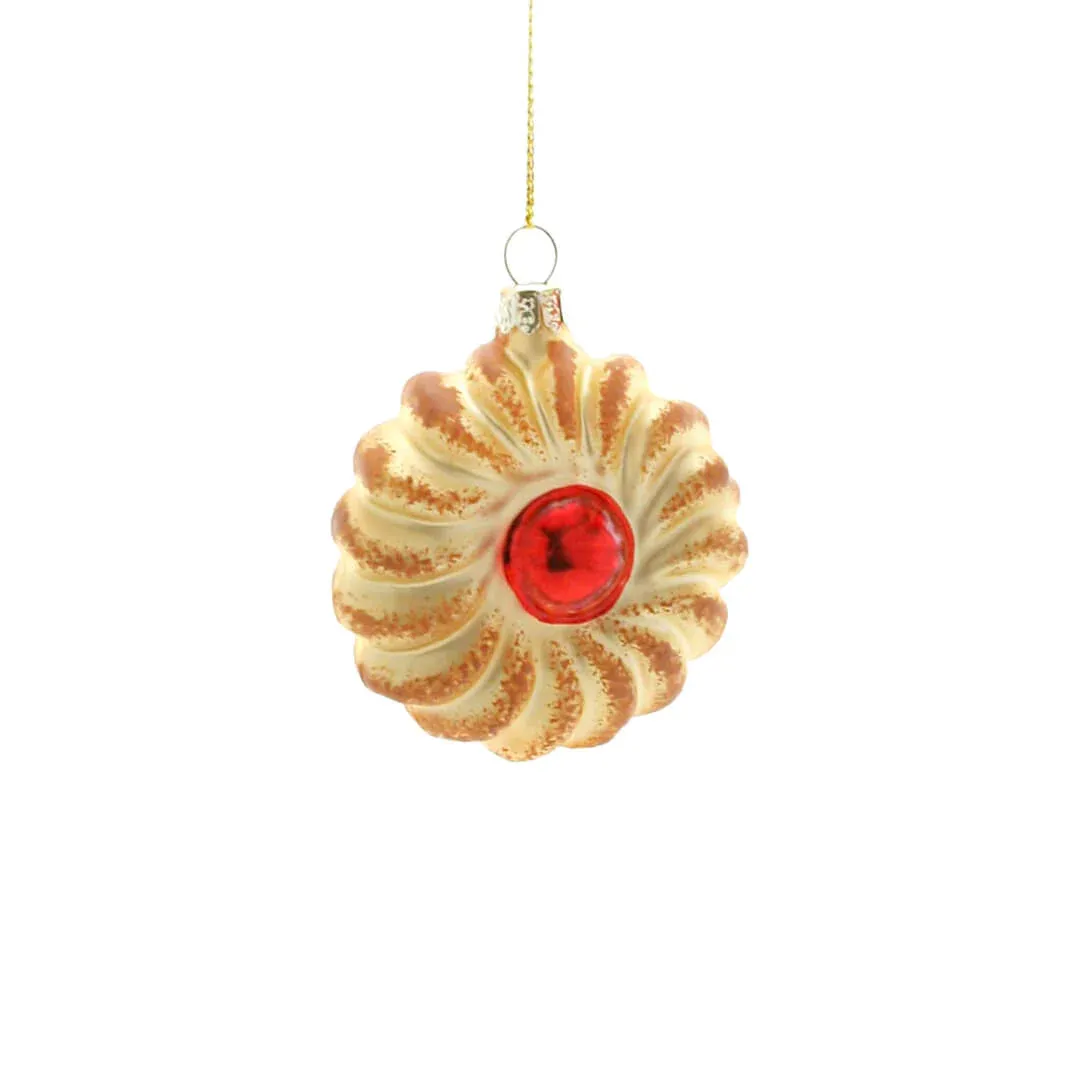 Twisted Italian Cookie With Red Center Ornament