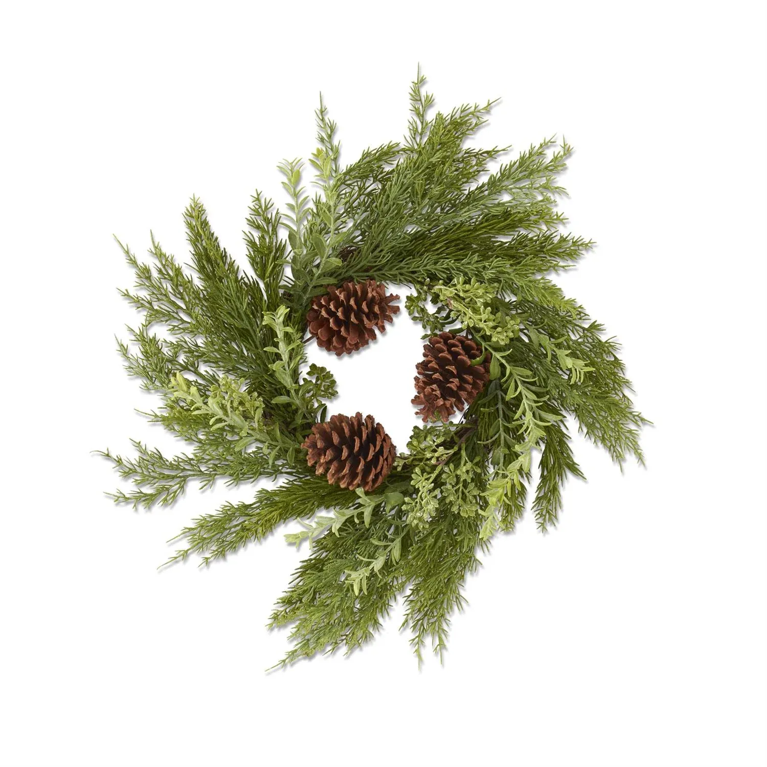 Twig Pine And Myrtle Wreath With Green Barries And Pinecones 20&quot;