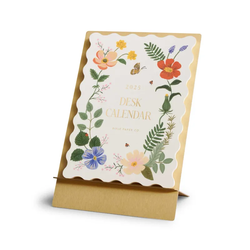 Rifle Paper Co. Brass Easel Calendar Strawberry Fields 2025