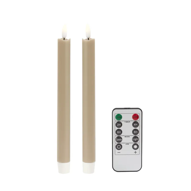 Set Of 2 LED Candles In Cappuccino 23cm