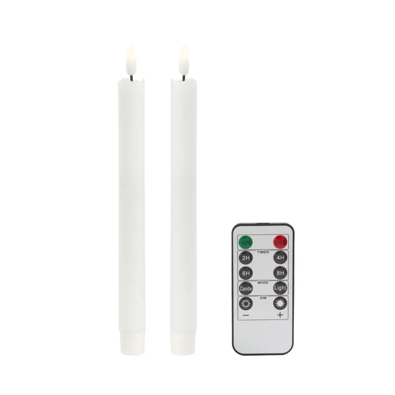 Set Of 2 LED Candles In White 23cm