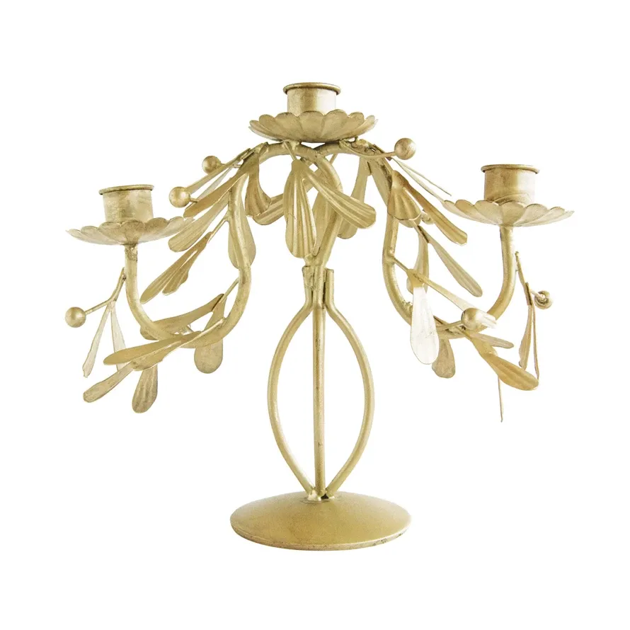 Metal Candleabra With Leaves And Berries Silver And Gold Final Sale