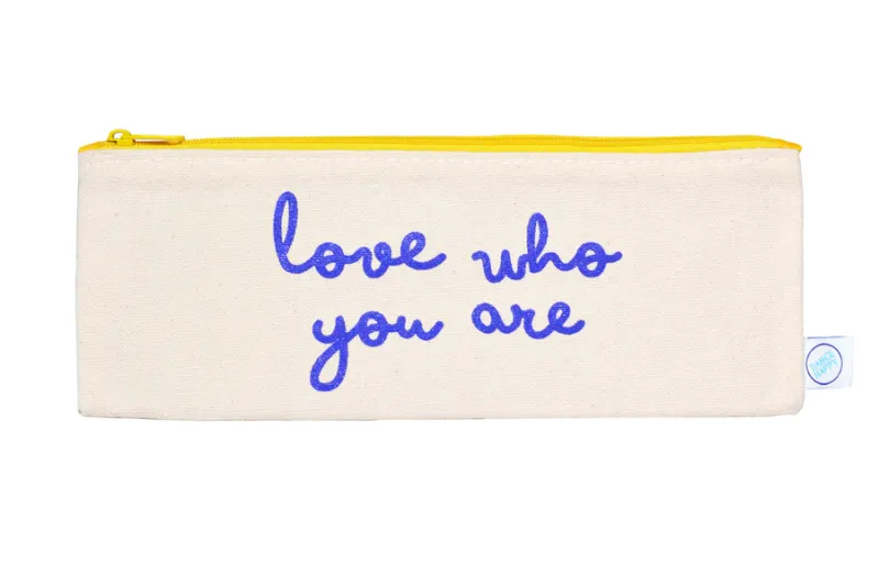 Love Who You Are Pencil Case In Bluebird