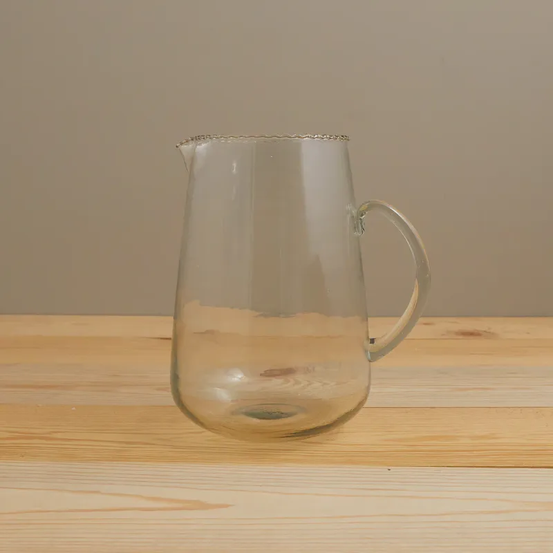 Ruffle Clear Glass Pitcher With Handle