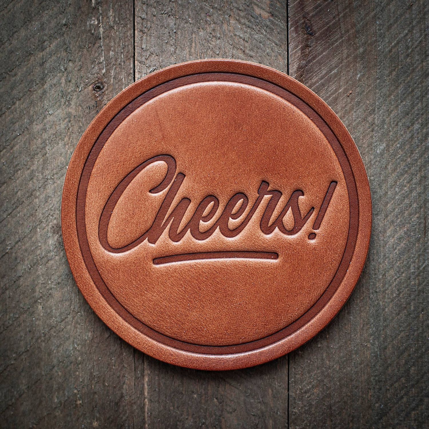 Leather Coaster Cheers!