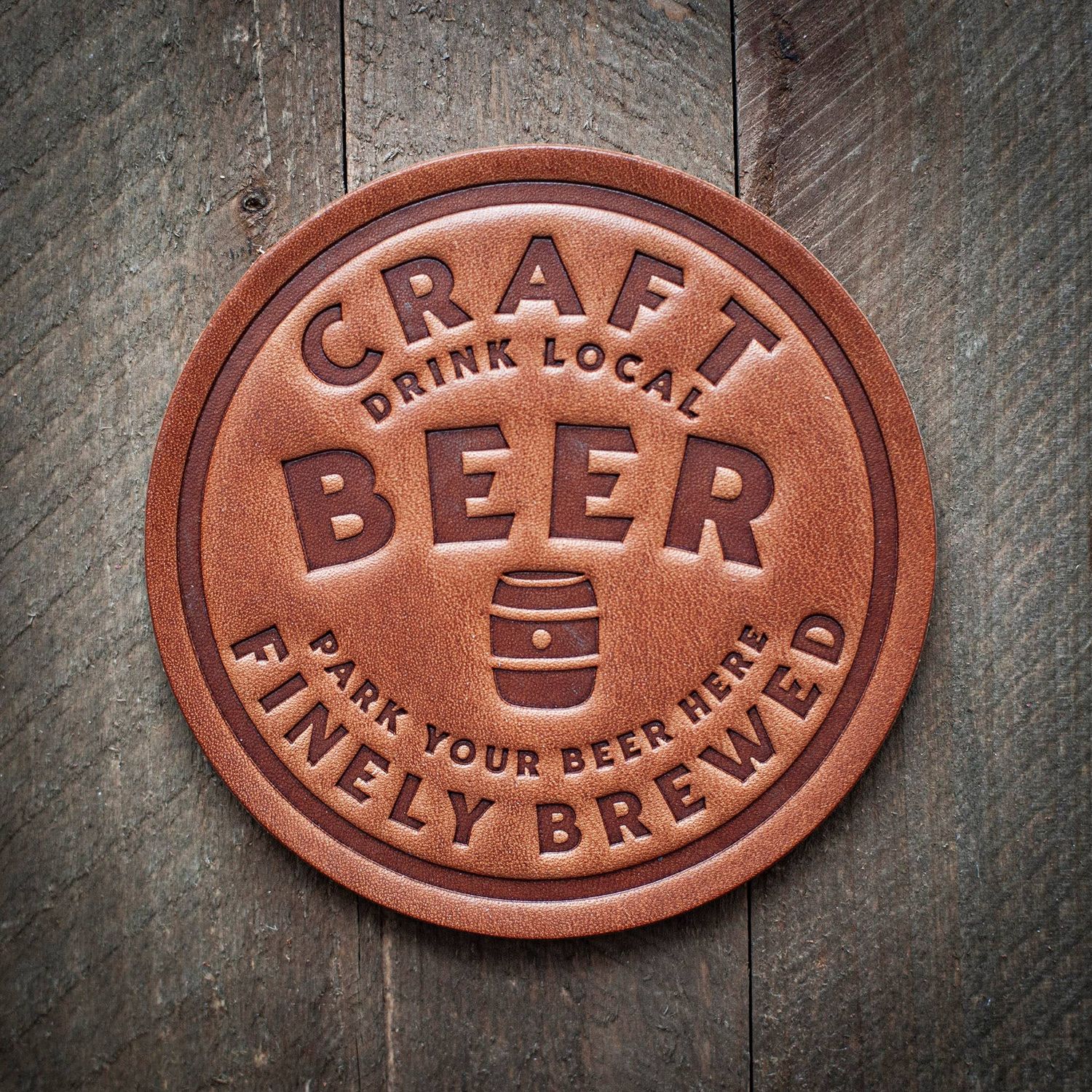Leather Coaster Craft Beer