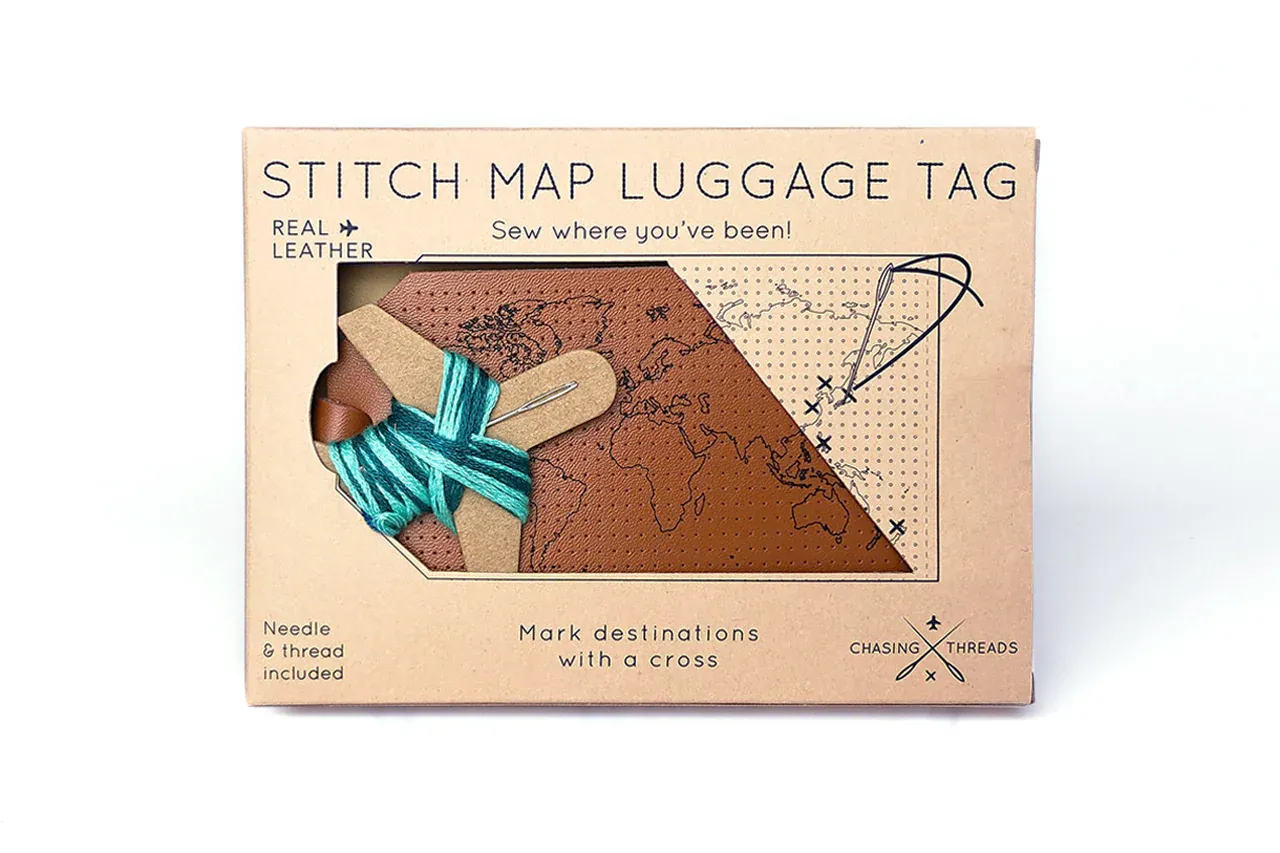 Stitch Luggage Tag Brown