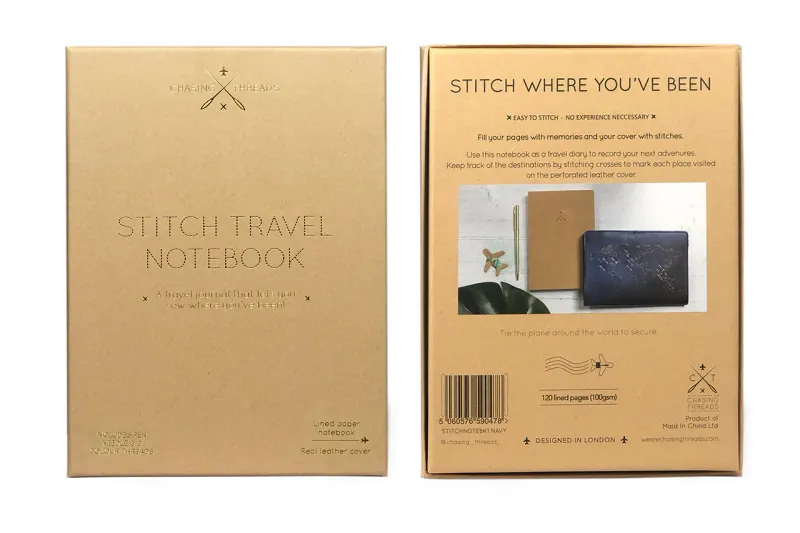 Stitch Travel Notebook In Brown