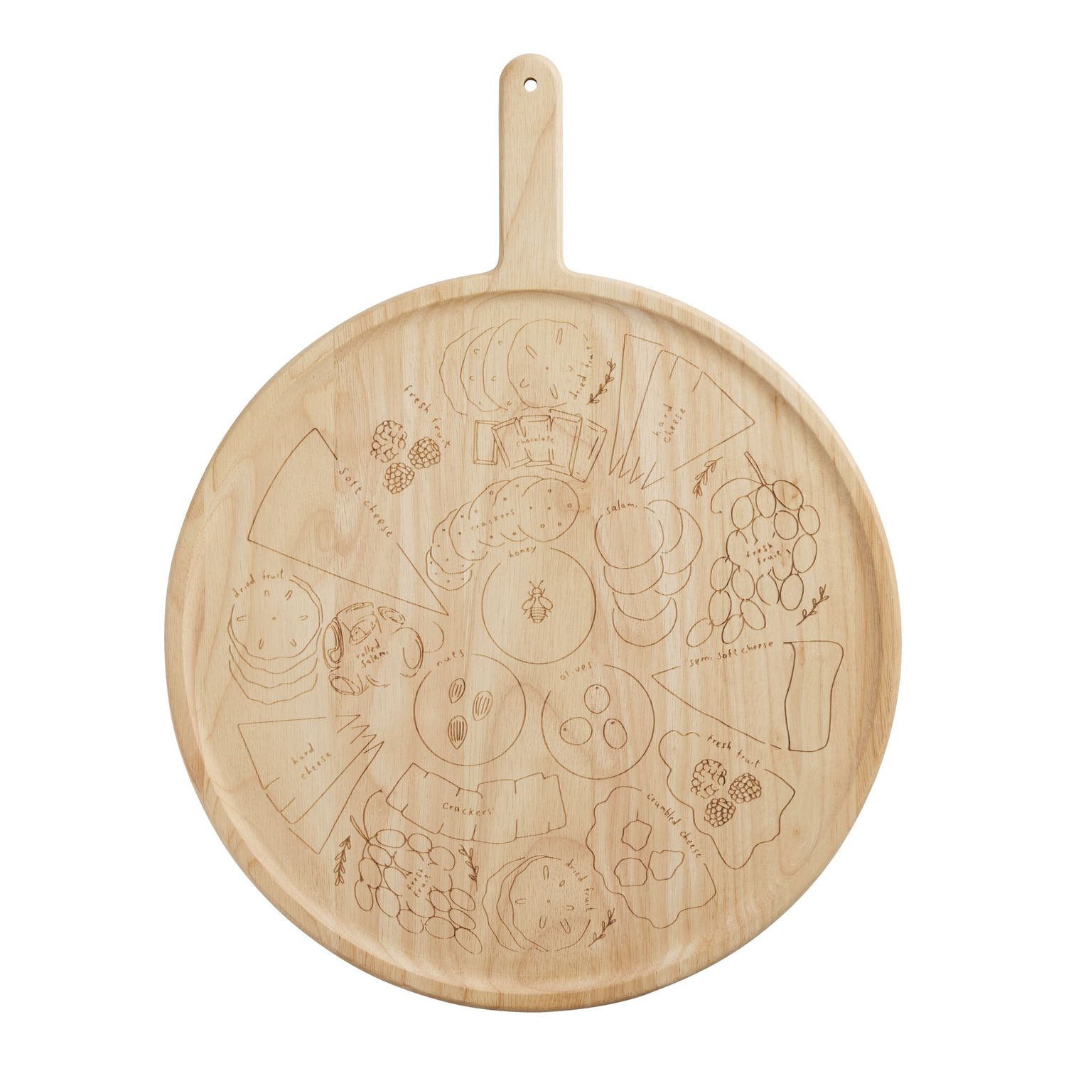 Meg Quinn Round Cheese Map Board With Handle 17.32&quot; x 22.25&quot;