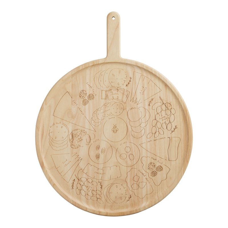 Meg Quinn Round Cheese Map Board With Handle 17.32&quot; x 22.25&quot;
