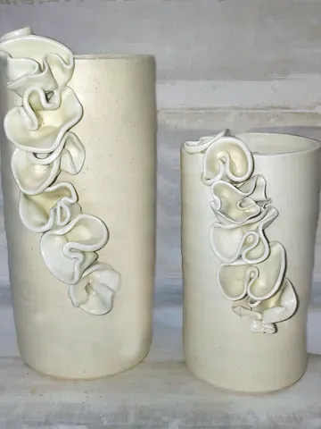 Handmade Pottery Bud Vase Short White